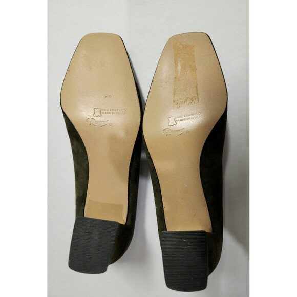 Rangoni Italy Womens Suede Leather Shoes 7B Green Mid-Heel 2.25" Slip On - Picture 11 of 12